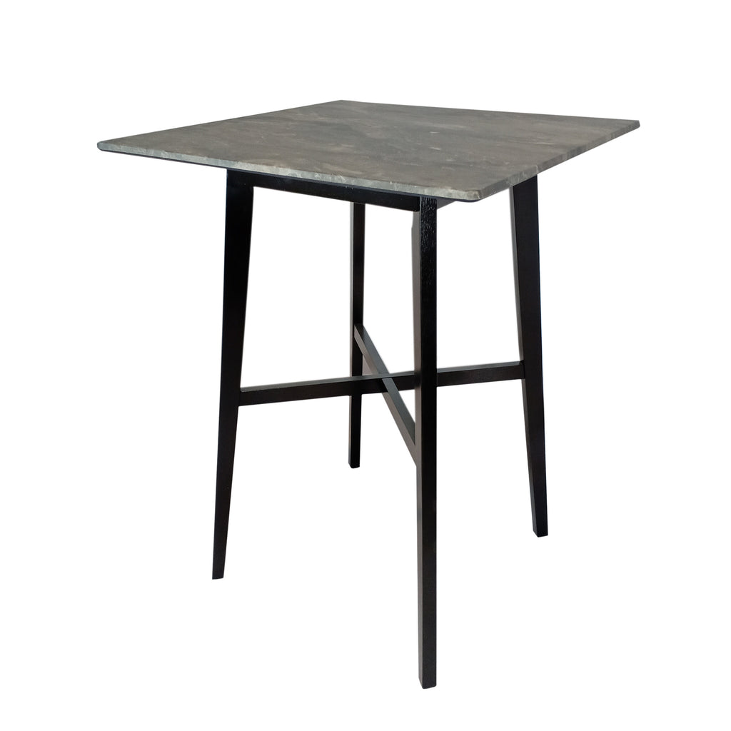 Modern Bar Height 42' Dining Table, Rubberwood Legs and Laminate Table Top, Paladina Marble Finish, Black - Grand Goldman Shop