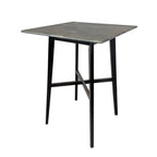 Modern Bar Height 42' Dining Table, Rubberwood Legs and Laminate Table Top, Paladina Marble Finish, Black - Grand Goldman Shop