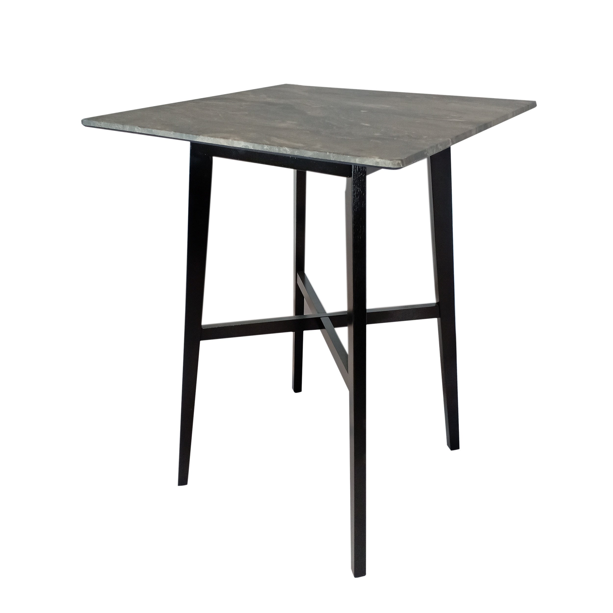 Modern Bar Height 42' Dining Table, Rubberwood Legs and Laminate Table Top, Paladina Marble Finish, Black - Grand Goldman Shop