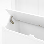 Entryway Bench with Standing Coat Rack, Hall Tree with Shoe Storage Bench, Entryway Organizer with 5 Hooks, White - Grand Goldman Shop