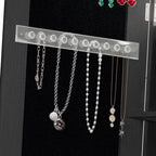 360°Swivel Jewelry Cabinet with Full Length Mirror, 360°Rotating Standing Jewelry Armoire Organizer, Lockable Storage Cabinet, Interior Lighted Mirror, Black - Grand Goldman Shop