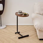 Contemporary Brown C-shaped Side Table Set - Versatile Small Sofa Table for Living Room & Bedroom, Metal & MDF - Grand Goldman Shop