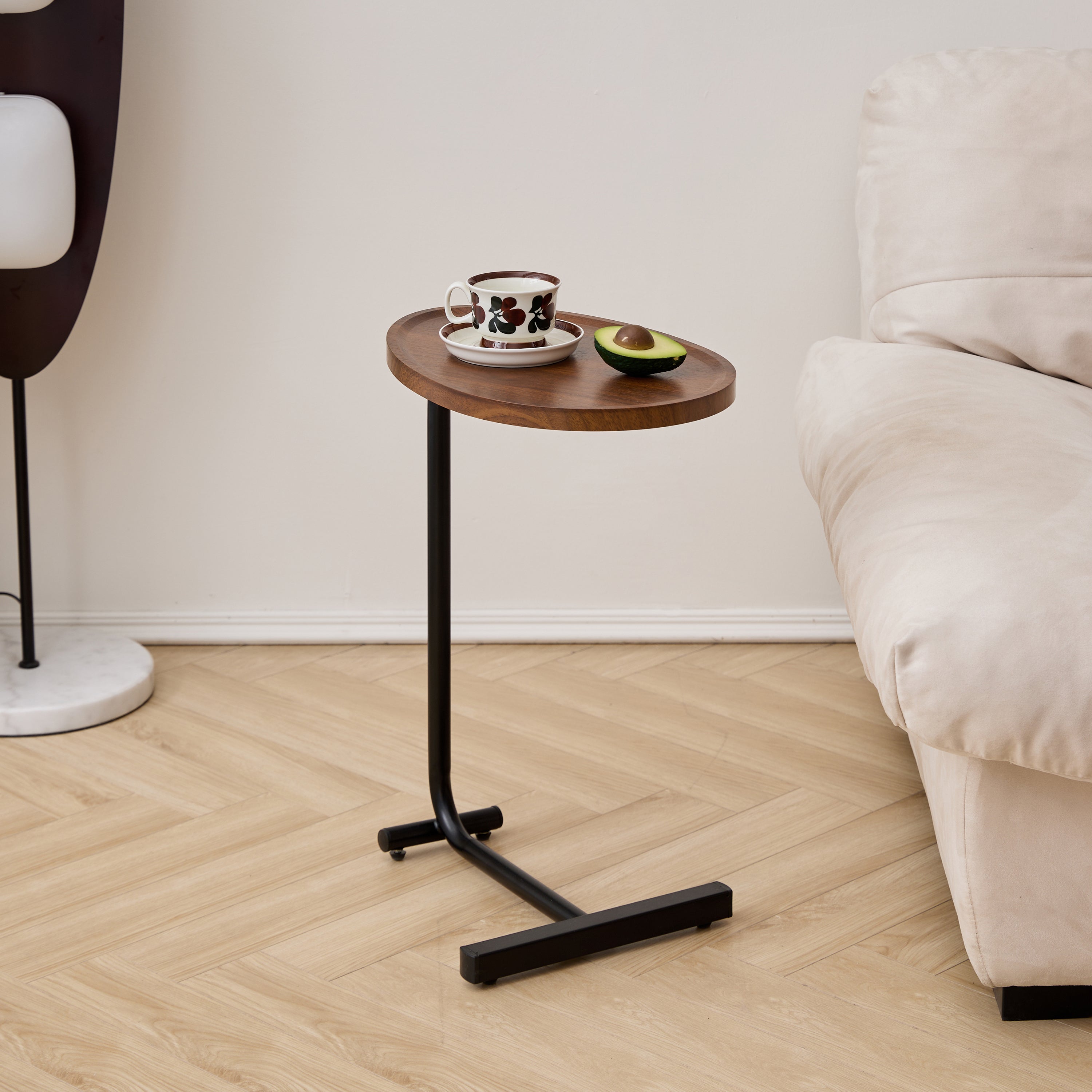 Contemporary Brown C-shaped Side Table Set - Versatile Small Sofa Table for Living Room & Bedroom, Metal & MDF - Grand Goldman Shop
