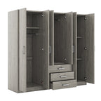 6-Doors Wooden Wardrobe Storage for Bedroom, with Big Drawers, Gray - Grand Goldman Shop