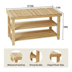 Hofitlead 27.5' Shoe Rack Solid Wood Shoe Bench, 3-Tier Shoe Organizer for Entryway Hallway(Light Brown) - Grand Goldman Shop