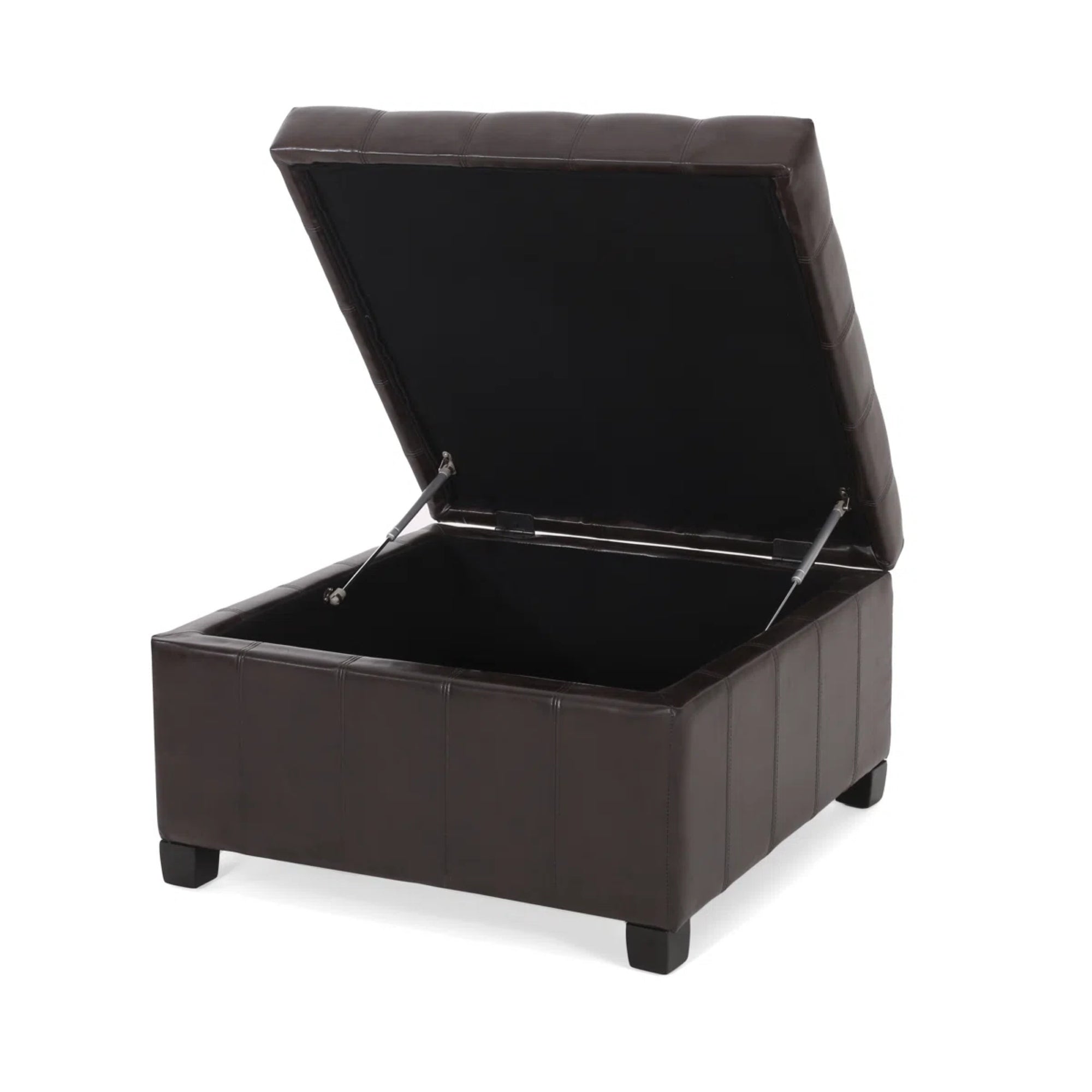 Upholstered Tufted PU Leather Storage Ottoman, Dark Brown - Grand Goldman Shop