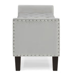Upholstered Tufted Button Storage Bench with nails trim,Entryway Living Room Soft Padded Seat with Armrest,Bed Bench-Gray - Grand Goldman Shop