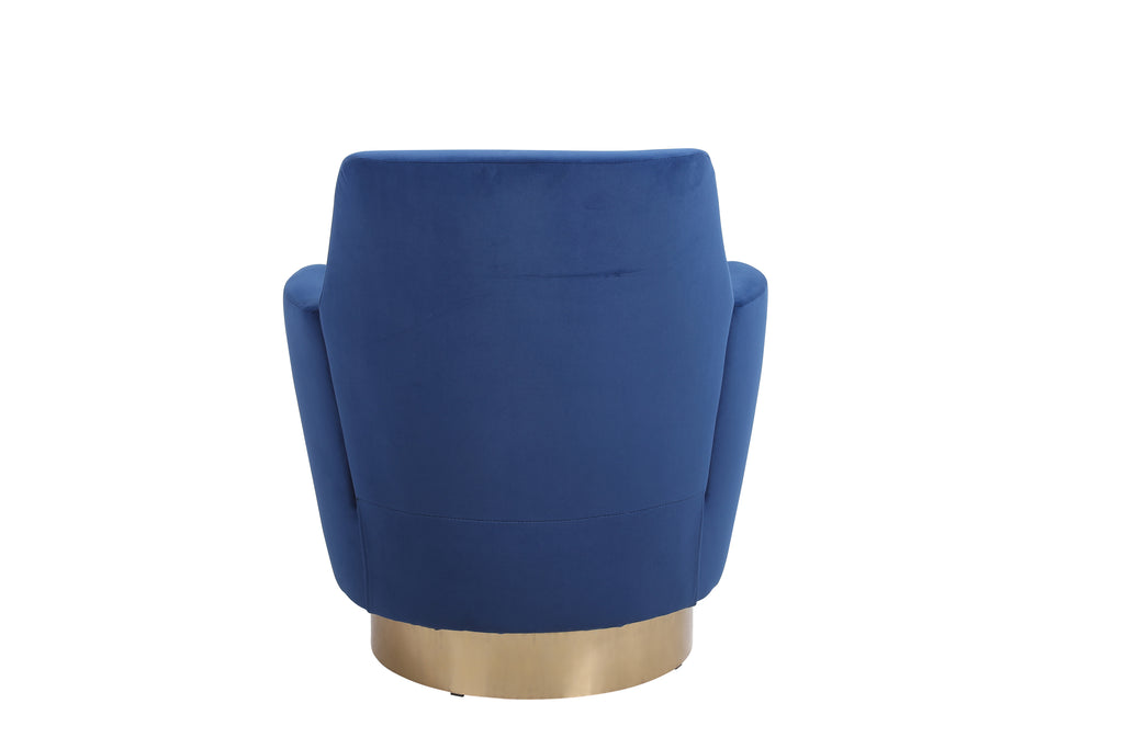 Velvet Swivel Barrel Chair, Swivel Accent Chairs Armchair for Living Room, Reading Chairs for Bedroom Comfy, Round Barrel Chairs with Gold Stainless Steel Base (Navy) - Grand Goldman Shop