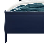 Charlston Sleigh Style King Bedroom Set with LED Headboard in Blue Solid Wood and MDF - Grand Goldman Shop