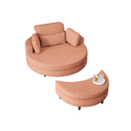 A 51-inch orange corduroy sofa with two throw pillows, a waist pillow and an extra tray is comfortable for a small apartment bedroom - Grand Goldman Shop