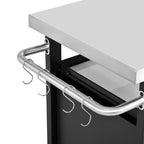 K&K 39.5' Outdoor Grill Cart with Storage Cabinet, Outdoor Bar Cart Pizza Oven Table with Wheels, Stainless Steel Top, Outdoor Kitchen Island with Spice & Paper Rack for BBQ, Waterproof Cover Included - Grand Goldman Shop