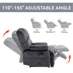 Large Manual Recliner Chair in Fabric for Living Room, Grey - Grand Goldman Shop