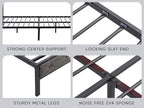 Full Bed Frame with  Storage Headboard, Charging Station and LED Lights, Upholstered Platform Bed with Heavy Metal Slats, No Box Spring Needed, Noise Free, Easy Assembly, Dark Gray - Grand Goldman Shop