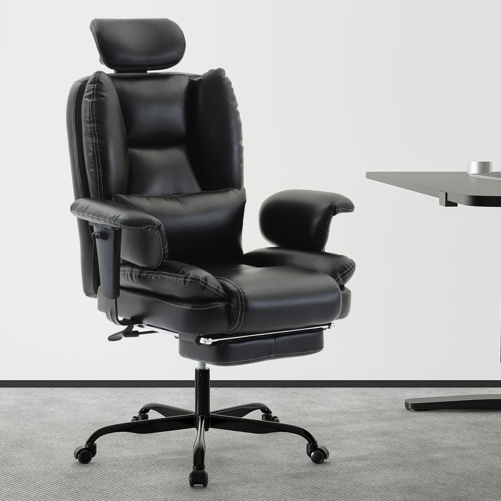 Office Chair Ergonomic 200 kg PU Leather Computer Chair with Lumbar Support and High Backrest, Ergonomic Desk Chair with Lift