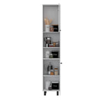 Hobart Pantry, Four Legs, Three Interior Shelves, Two Shelves, Two Cabinets -White - Grand Goldman