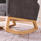 LY-5104 Gray Accent Rocking Chair with Footrest High Back Rubber Wood Rocking Legs - Grand Goldman Shop