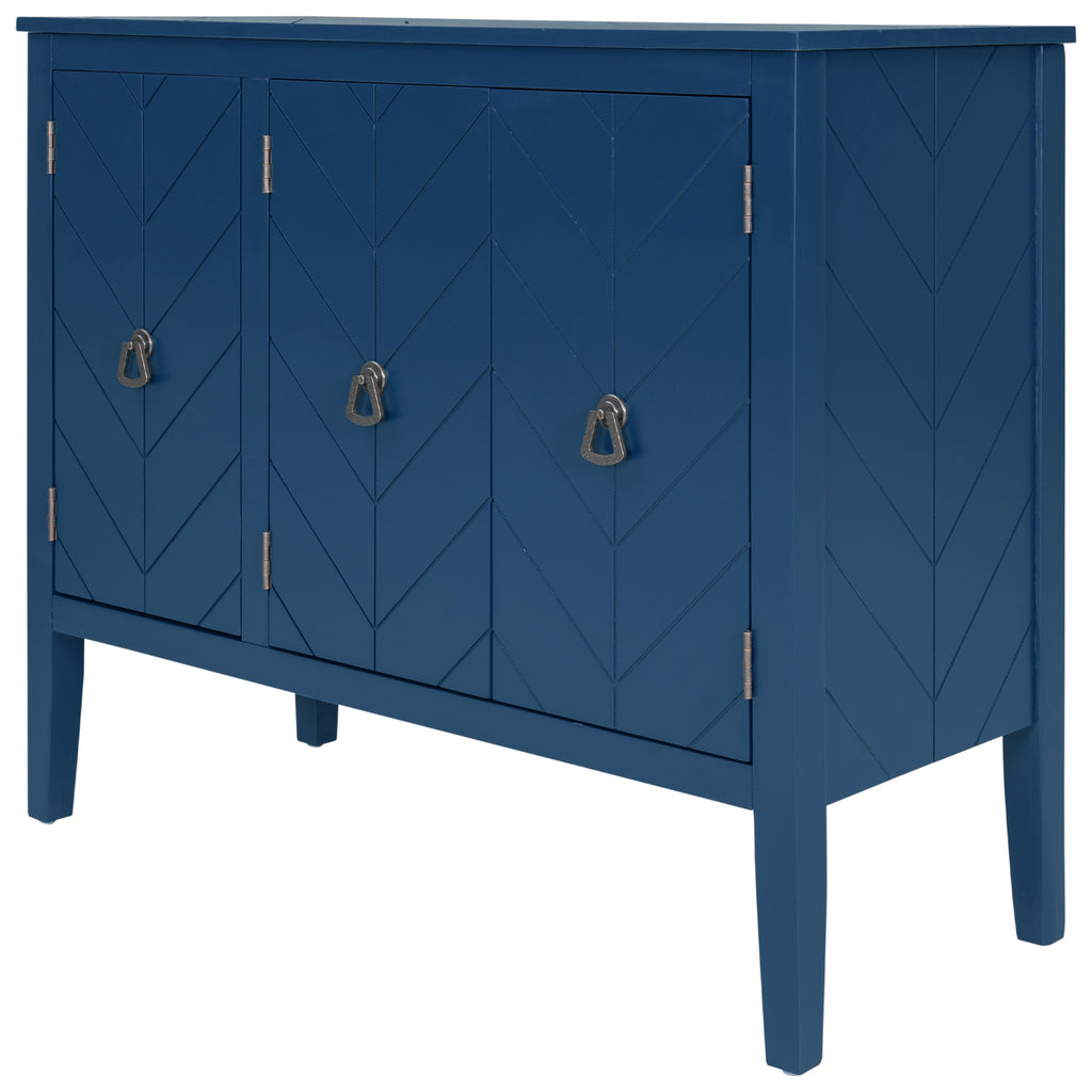 U_STYLE Adjustable Shelf Storage Sideboard with 3 Retro Metal Handles and 4 Pinewood Legs, for Entryway, Living Room, Study Room, Dining Room - Grand Goldman Shop