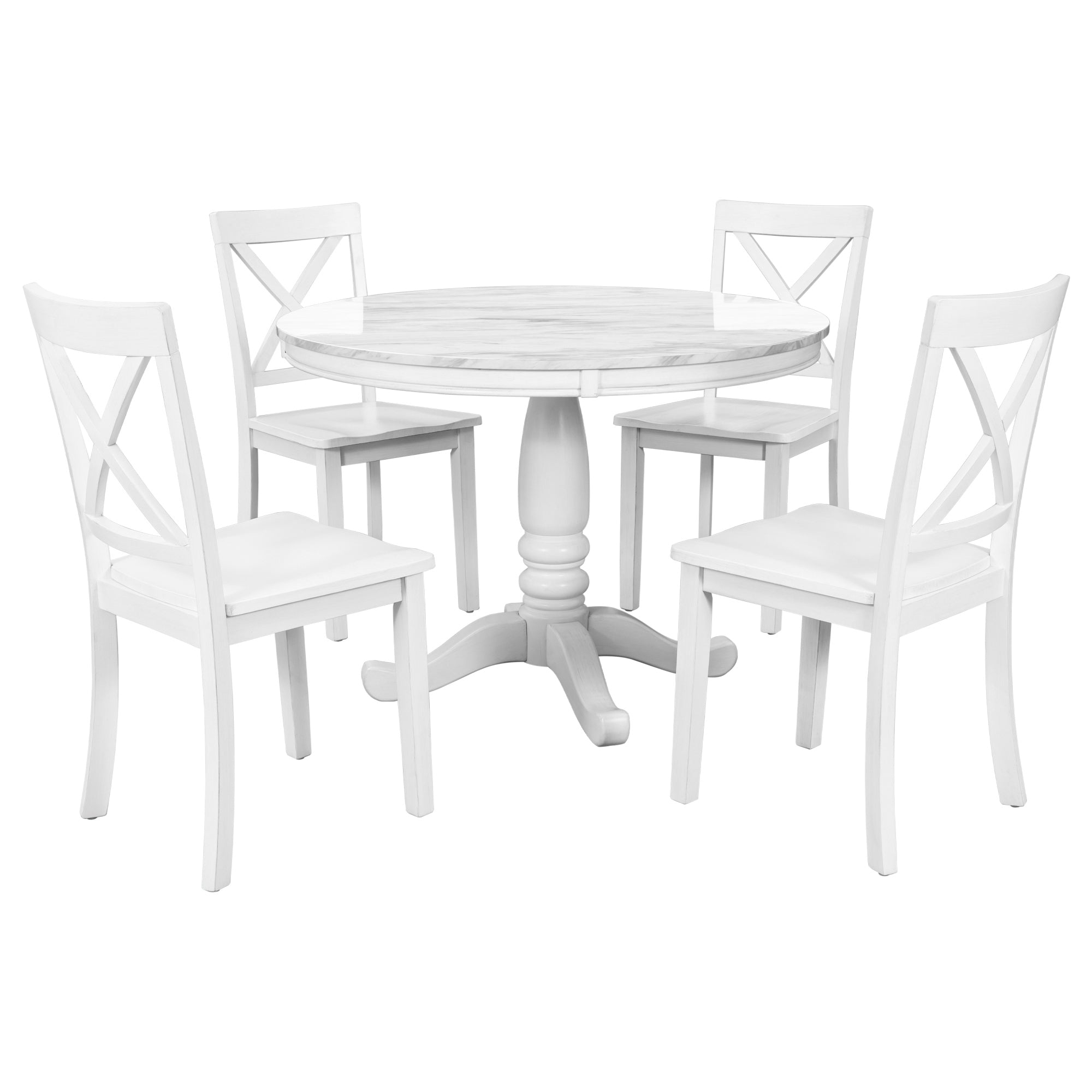 Orisfur. 5 Pieces Dining Table and Chairs Set for 4 Persons, Kitchen Room Solid Wood Table with 4 Chairs - Grand Goldman Shop