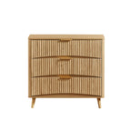 Fluted 3 Drawer Dresser, Modern Tall Chest of Drawers with Vertical Grooved Design, Wood Storage Cabinet with Metal Handles for Bedroom Living Room, Oak. (23.6'W x 15'D x 30'H). - Grand Goldman Shop