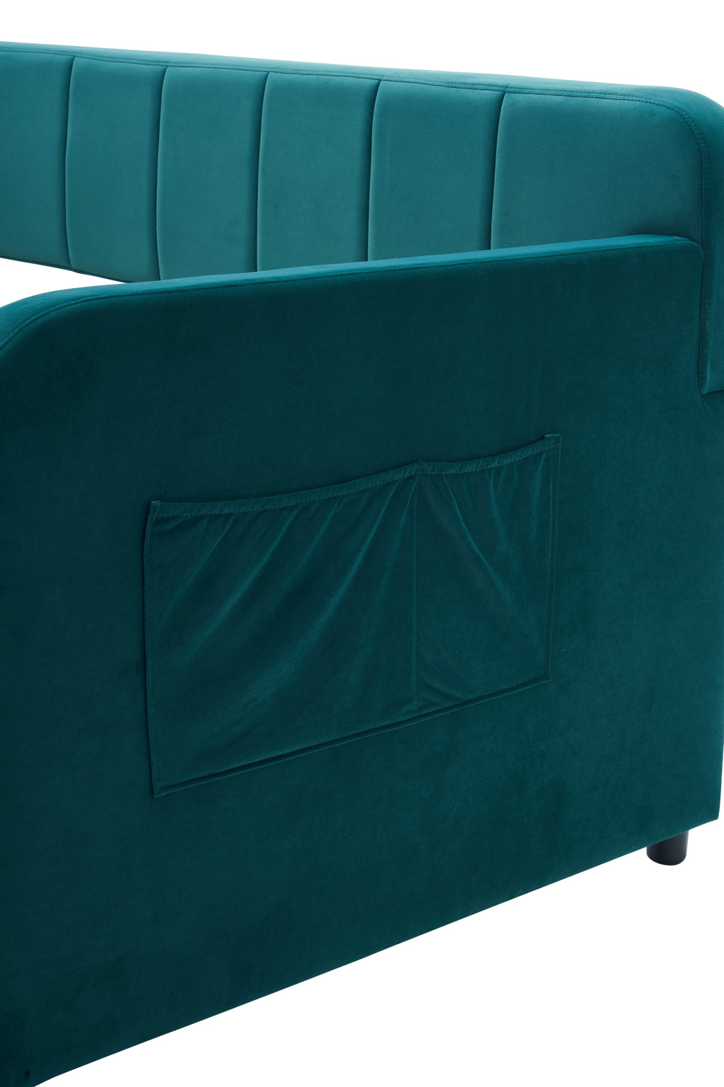 Twin Upholstered Daybed Frame with Trundle, Twin Size Sofa Bed for Bedroom Living Room Guest Room, Wood Slat Support,Emerald - Grand Goldman Shop