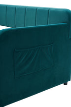 Twin Upholstered Daybed Frame with Trundle, Twin Size Sofa Bed for Bedroom Living Room Guest Room, Wood Slat Support,Emerald - Grand Goldman Shop