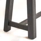 Cloud Outdoor Bench with Acacia Wood Frame and Slat Panel Design, Set of 2,Sandblast Teak Finish and Black - Grand Goldman Shop
