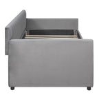 Twin Size Upholstered daybed with Drawers, Wood Slat Support, Gray - Grand Goldman Shop