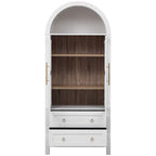 K&K 71' Tall Arched Kitchen Pantry Cabinet with 2 Large Drawers, Modern Farmhouse Kitchen Storage Cabinets with Adjustable Shelves, Glass Door, Wood Versatile Cupboard for Kitchens, Dining Room, White - Grand Goldman Shop
