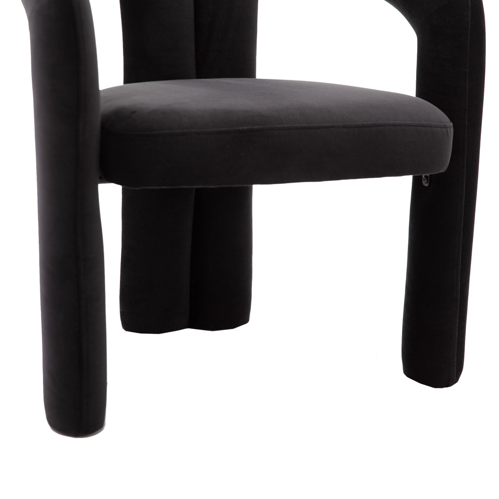 Contemporary Designed Velvet Fabric Upholstered Accent/Dining Chair /Barrel Side Chairs Kitchen Armchair for Living Room set of 2 (Black Velvet) - Grand Goldman Shop