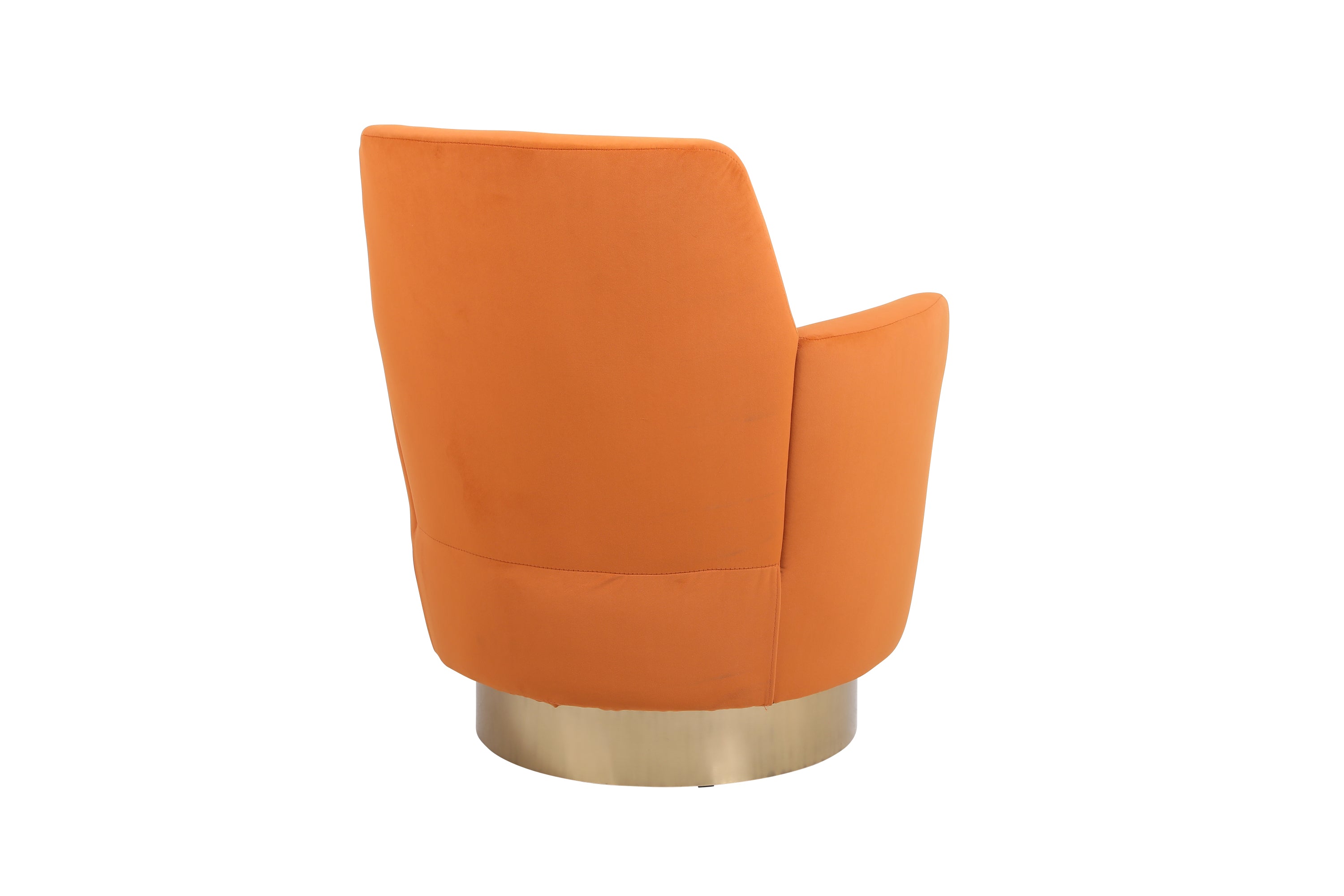 Velvet Swivel Barrel Chair, Swivel Accent Chairs Armchair for Living Room, Reading Chairs for Bedroom Comfy, Round Barrel Chairs with Gold Stainless Steel Base (Orange) - Grand Goldman Shop