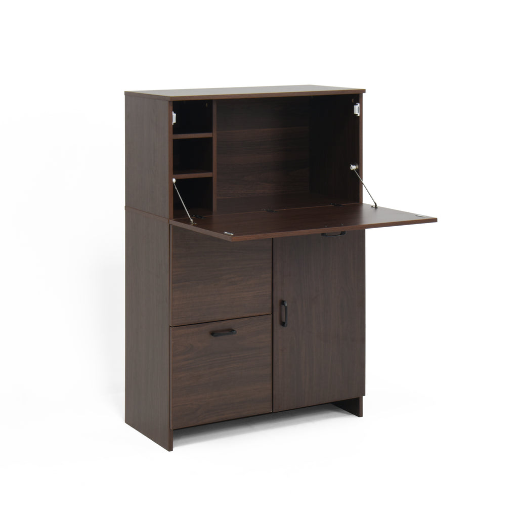 Desk Cabinet, with Storage Drawer & Shelves, Fold-up Desktop, Ideal for Home, Office, Kitchen storage organizer, Dormitory, Small Spaces W31.49'xD13.78'xH47.2' - Grand Goldman Shop
