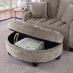 Two-seater sofa, double sofa chaise longue, with irregular armrests and backrests, footrest with storage space, comes with two small throw pillows, suitable for living room and bedroom - Brown - Grand Goldman Shop