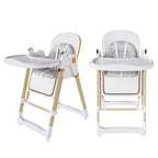Convertible Baby High Chair to Rocker with 5-Point Harness, Foldable Infant Feeding Chair in White with Removable 2-Tier Easy