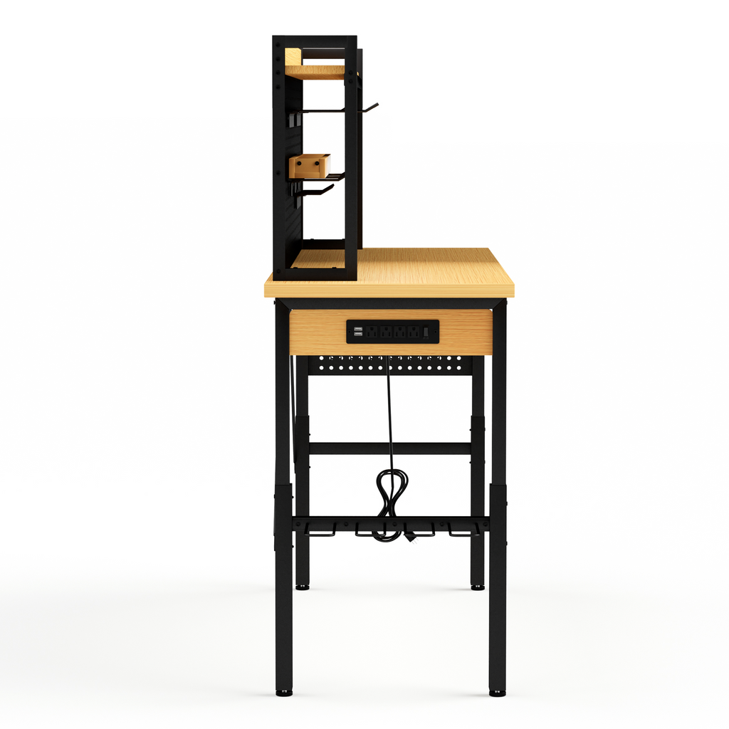 71''Adjustable Workbench with pegboard, Heavy Duty Wooden Desktop Workbench with Wheels, 1600 lb. Load Capacity, Rolling Work