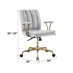 Damir Vintage White Top Grain Leather & Chrome Finish Office Chair - Grand Goldman