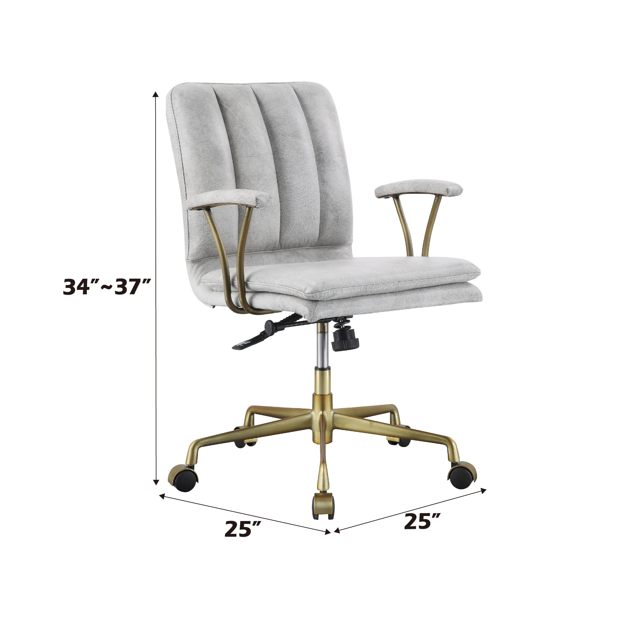 Damir Vintage White Top Grain Leather & Chrome Finish Office Chair - Grand Goldman