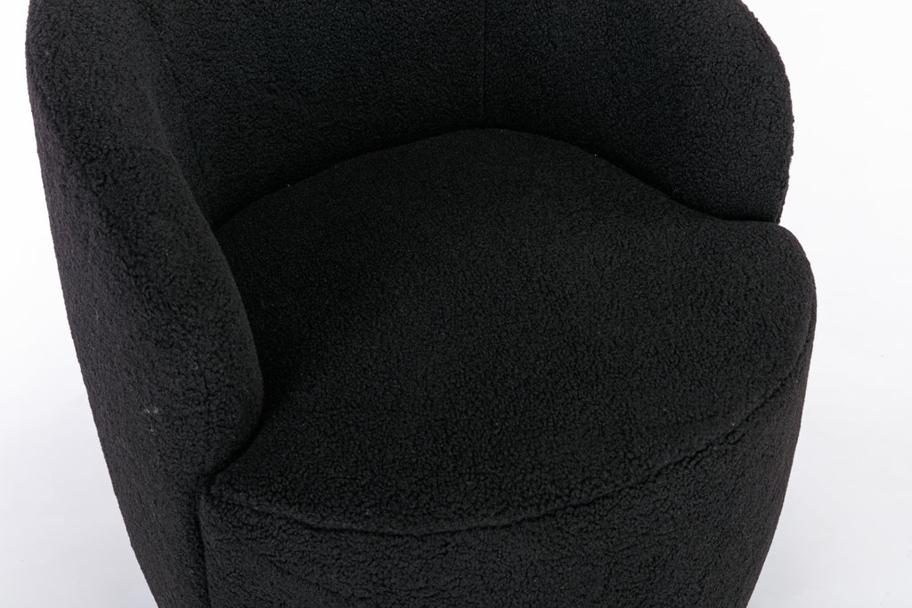 Teddy Fabric Swivel Accent Armchair Barrel Chair With Black Powder Coating Metal Ring,Black - Grand Goldman Shop
