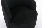 Teddy Fabric Swivel Accent Armchair Barrel Chair With Black Powder Coating Metal Ring,Black - Grand Goldman Shop