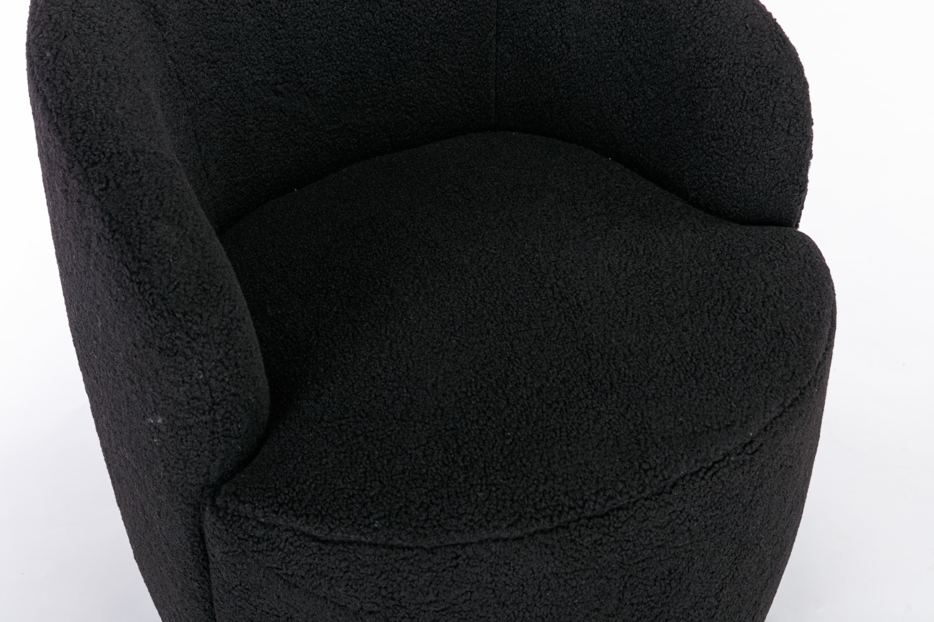 Teddy Fabric Swivel Accent Armchair Barrel Chair With Black Powder Coating Metal Ring,Black - Grand Goldman Shop