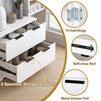 72' Modern Fluted Kitchen Pantry Cabinet with 2 Large Drawers & 8-Door Spice Rack, White MDF Freestanding Storage Organizer for Bathroom, Dining Room, Office, Entryway - Grand Goldman Shop
