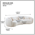 102'' 5-Seater Boucle Sofa Modern Sectional Half Moon Leisure Couch Curved Sofa  WHITE - Grand Goldman Shop