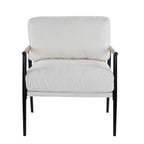 Modern Accent Chair with Plush Cushions, Metal Frame, Wooden Armrest - Cozy Seating for Living Room, Bedroom, Office - Grand Goldman Shop