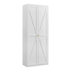 White Metal Adjustable 2-Door Storage Cabinet with Powder-Coated Steel, Tall Kitchen Pantry Cabinet with Adjustable Shelves f