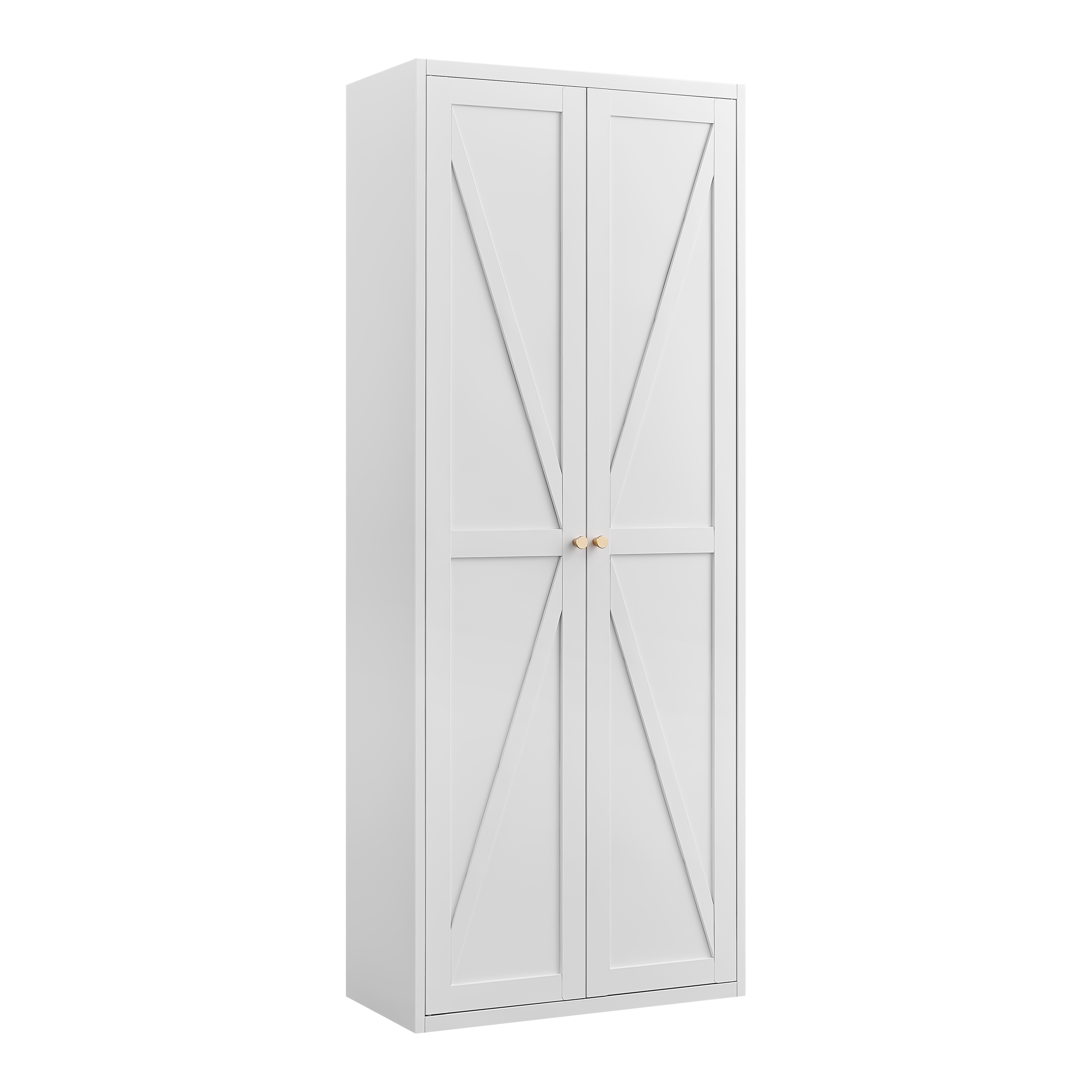 White Metal Adjustable 2-Door Storage Cabinet with Powder-Coated Steel, Tall Kitchen Pantry Cabinet with Adjustable Shelves f