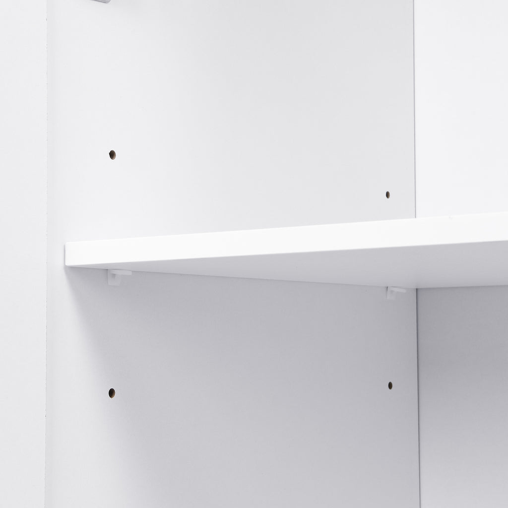 VIBE HAUS 79'' Tall Modern Hall Tree with Shoe Storage, 4-in-1 Entryway Bench with 6 Cabinets, 4 Coat Hooks & Adjustable Shelf for Hallway, living room, White - Grand Goldman Shop