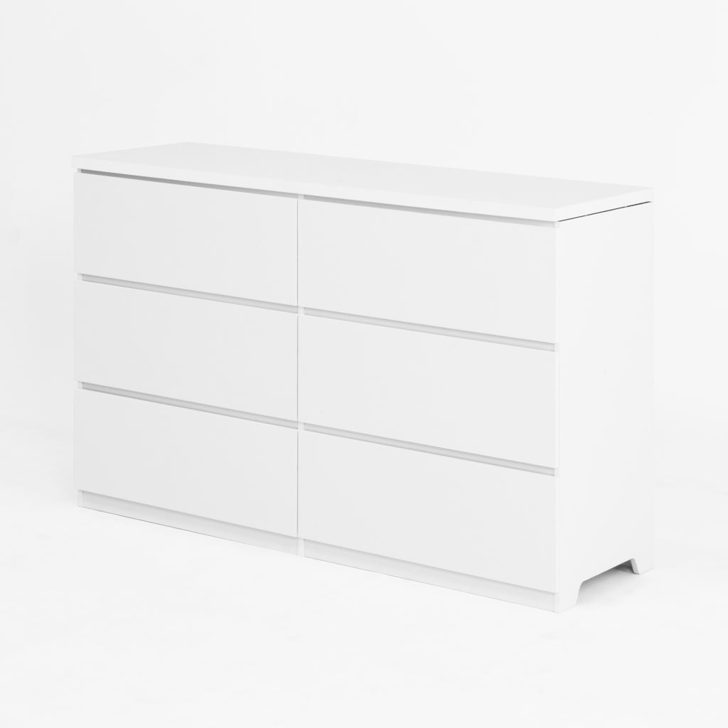 6 Drawer Storage Cabinet ,Dresser, Wood Storage Tower Clothes Organizer, Wide Chest of 6 Drawers, Large Storage Space for Bedroom, Hallway, Entryway Living Room White - Grand Goldman Shop