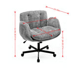 Modern Chenille Swivel Office Chair, Height Adjustable Task Chair with Convertible Multi-Position Armrests, Comfy Double Cush