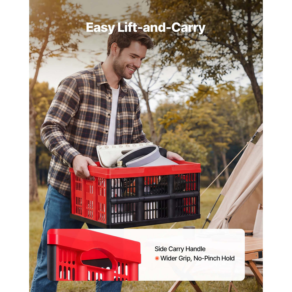 Plastic Collapsible Storage Bins, 32L 3 Packs, Stackable Folding Storage Crates with Handles, Holds 26 lbs Per Bin, Foldable Heavy Duty Containers, Space-Saving Baskets, for Home Organizing - Grand Goldman Shop