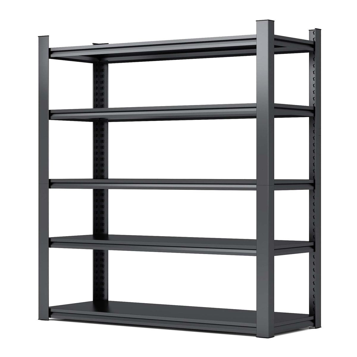 Industrial Black Metal 5 Tier Storage Shelves, Adjustable Heavy Duty Garage Shelving Unit, 72 Inch High - Grand Goldman Shop