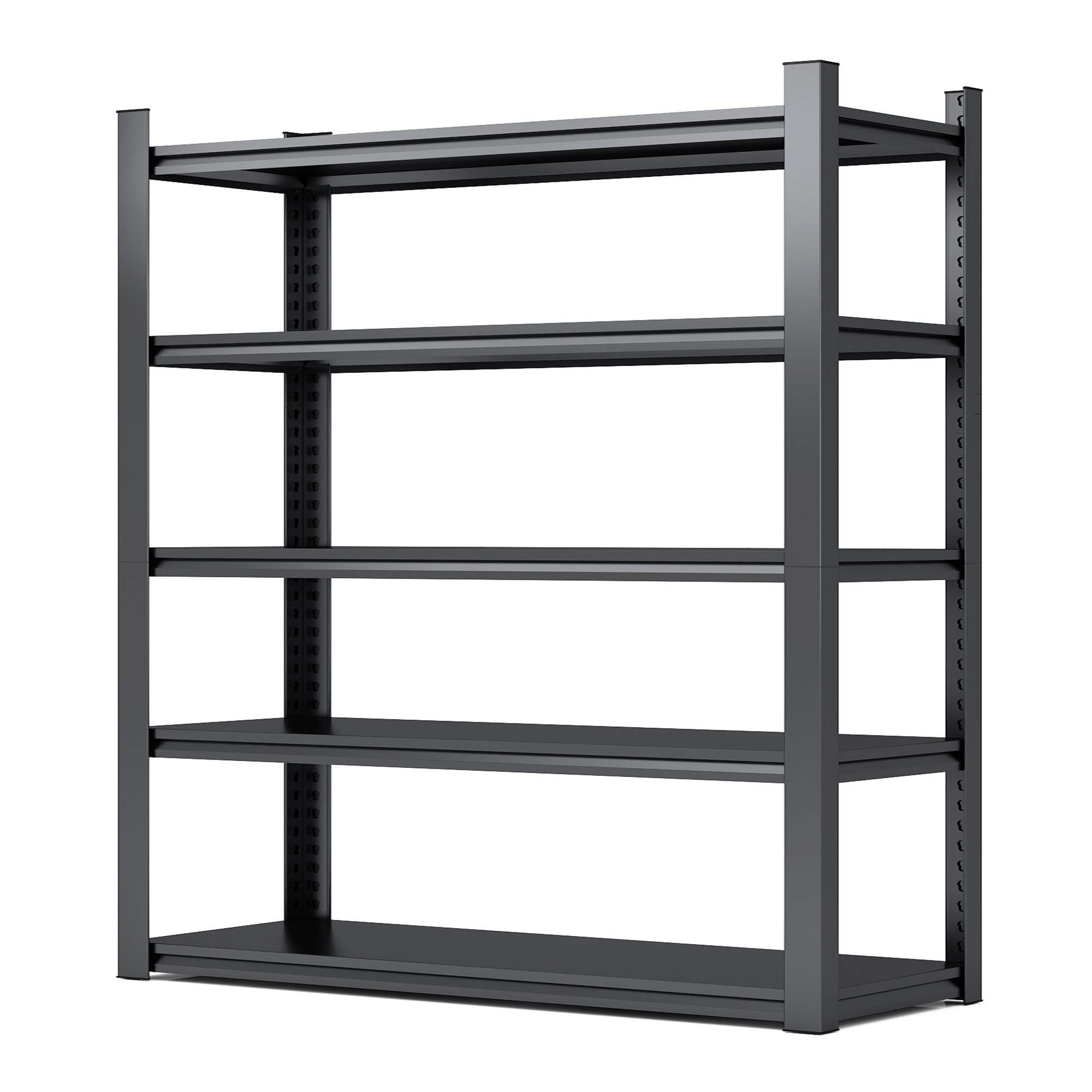 Industrial Black Metal 5 Tier Storage Shelves, Adjustable Heavy Duty Garage Shelving Unit, 72 Inch High - Grand Goldman Shop